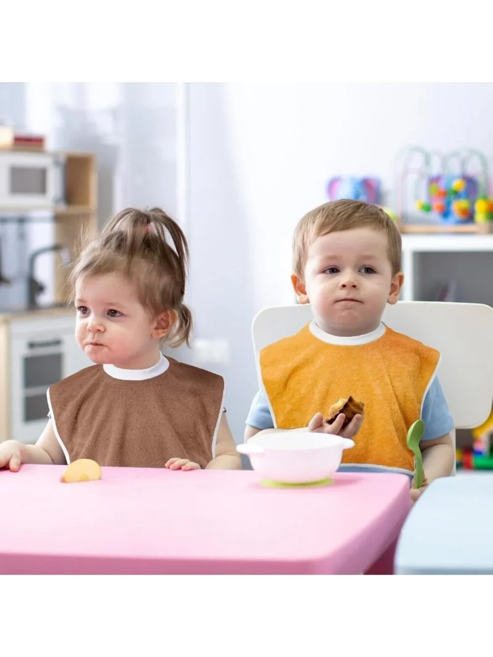 12 Pack Waterproof Toddler Bibs - Adjustable, Cute Designs for Mess-Free Meals